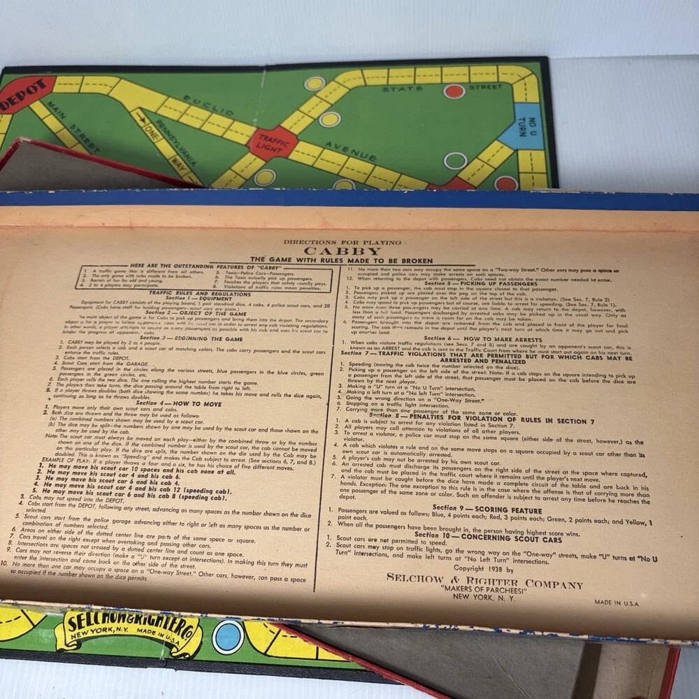 Vintage CABBY Selchow & Righter Board Game Metal Pieces 1938 (Incomplete)